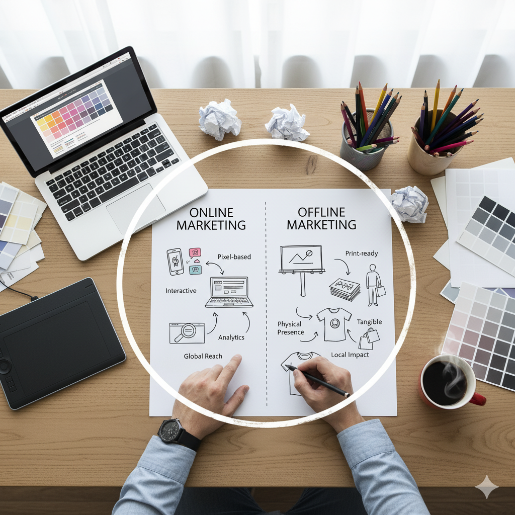 Perbedaan Desain untuk Online dan Offline Marketing