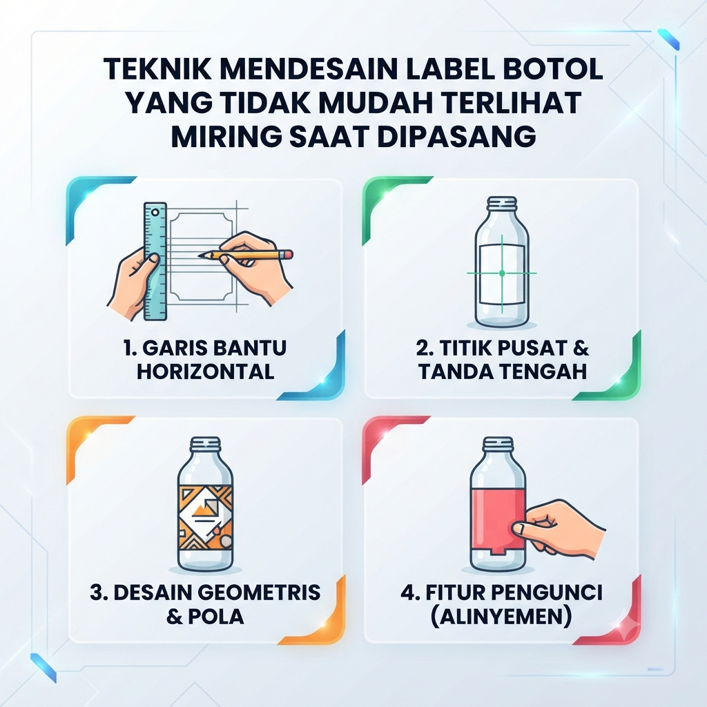 Teknik Mendesain Label Botol yang Tidak Mudah Terlihat Miring