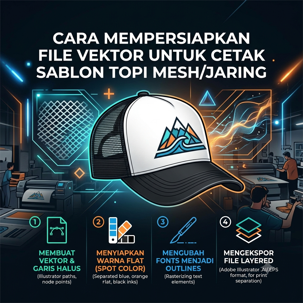 Cara Mempersiapkan File Vektor untuk Cetak Sablon Topi