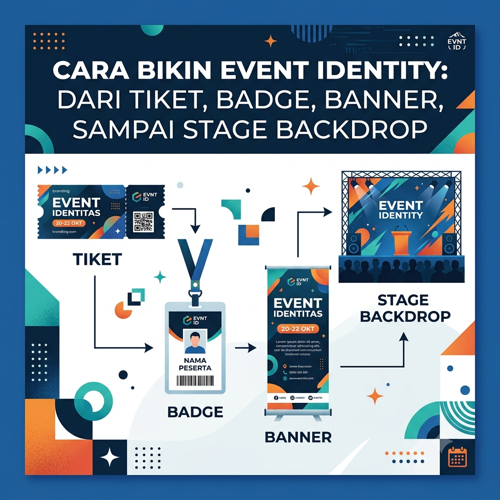 Cara Bikin Event Identity: Dari Tiket, Badge, Banner, Sampai Stage Backdrop