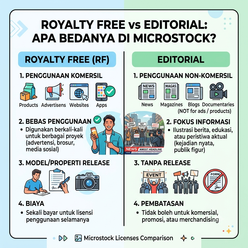Royalty Free vs Editorial: Apa Bedanya di Microstock?