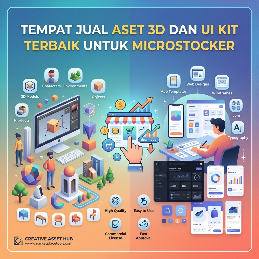 Tempat Jual Aset 3D dan UI Kit Terbaik untuk Microstocker