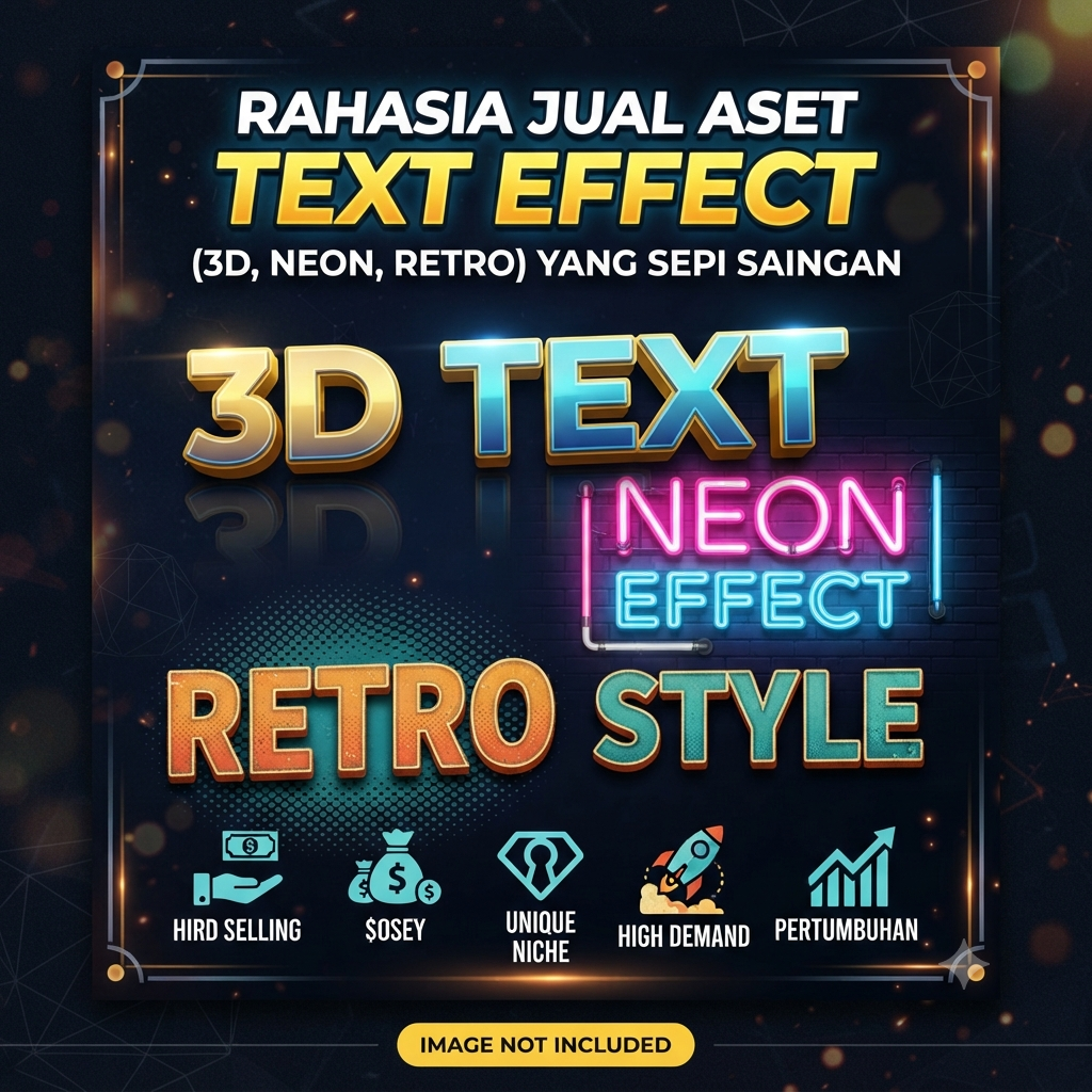 Rahasia Jual Aset Text Effect (3D, Neon, Retro) yang Sepi Saingan