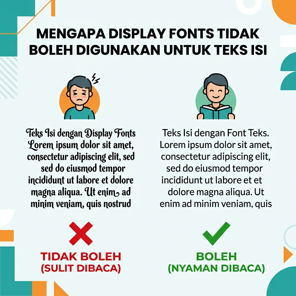Mengapa Display Fonts Tidak Boleh Digunakan untuk Teks Isi