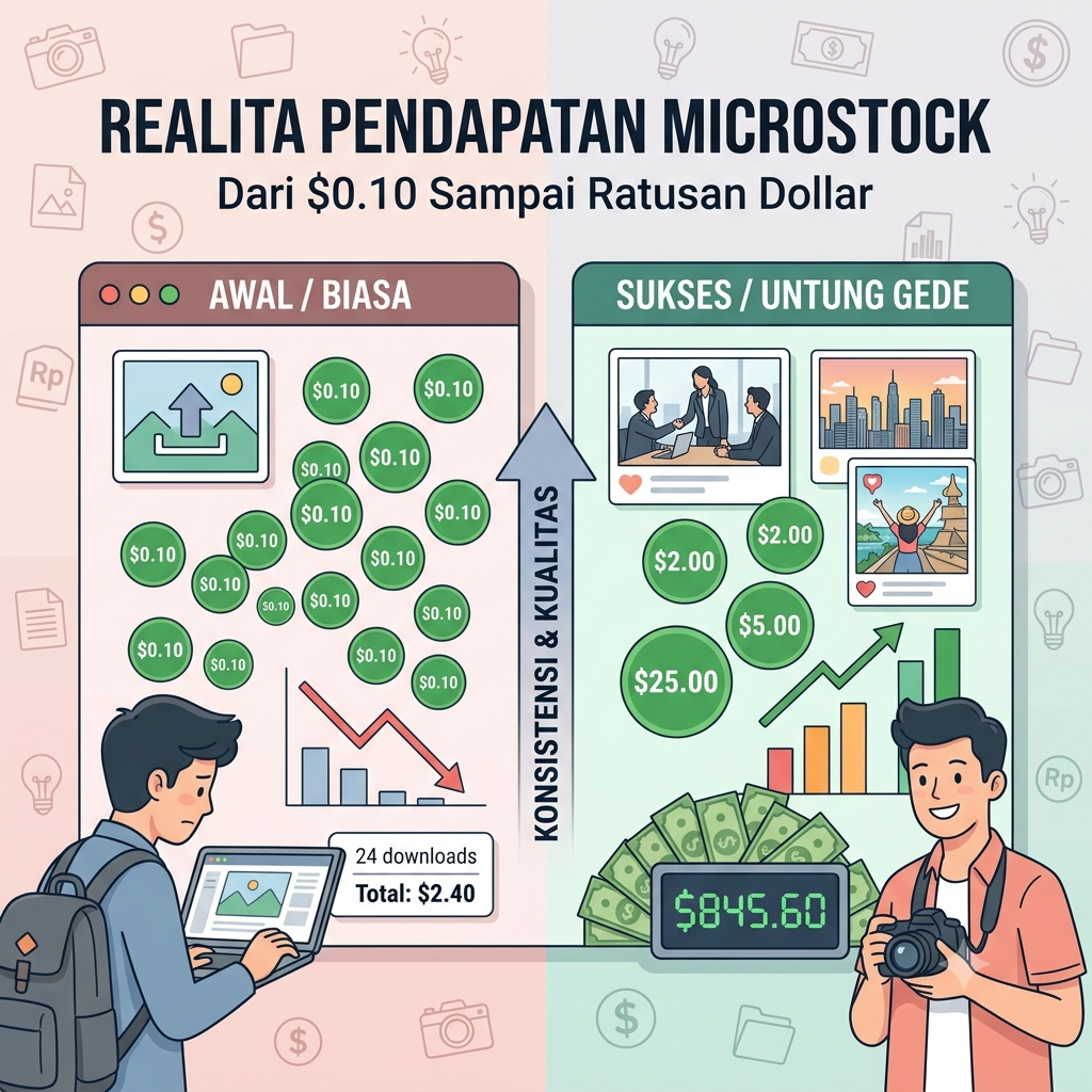 Realita Pendapatan Microstock: Dari $0.10 Sampai Ratusan Dollar