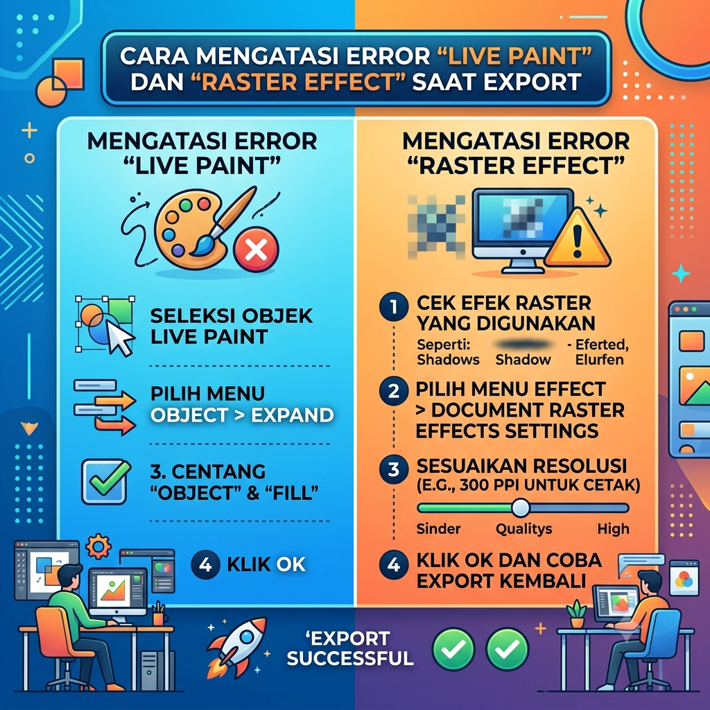 Cara Mengatasi Error ‘Live Paint’ dan ‘Raster Effect’ Saat Export