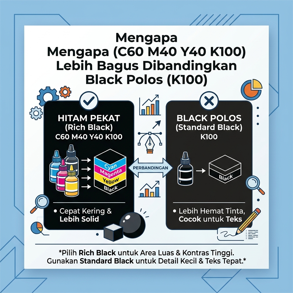 (C60 M40 Y40 K100) Lebih Bagus Dibandingkan Black Polos (K100)