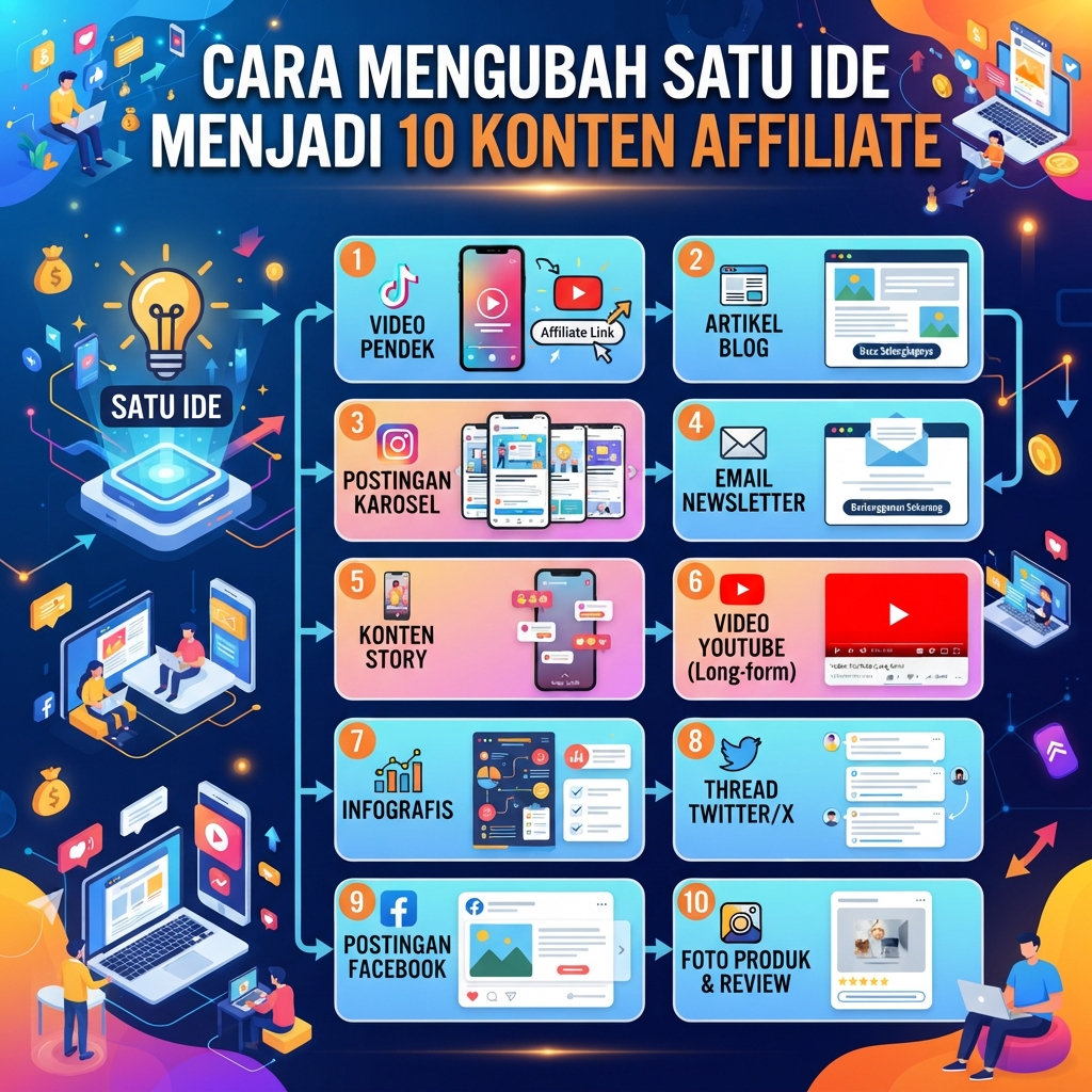 Cara Mengubah Satu Ide Menjadi 10 Konten Affiliate