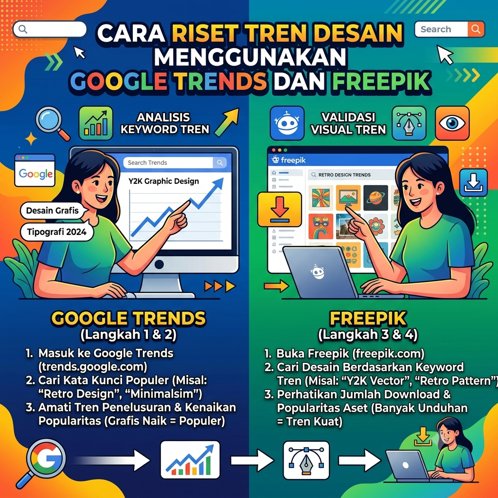 Cara Riset Tren Desain Menggunakan Google Trends dan Freepik