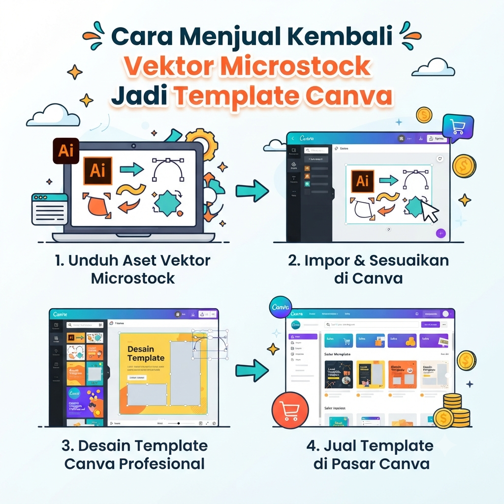 Cara Menjual Kembali Vektor Microstock Jadi Template Canva