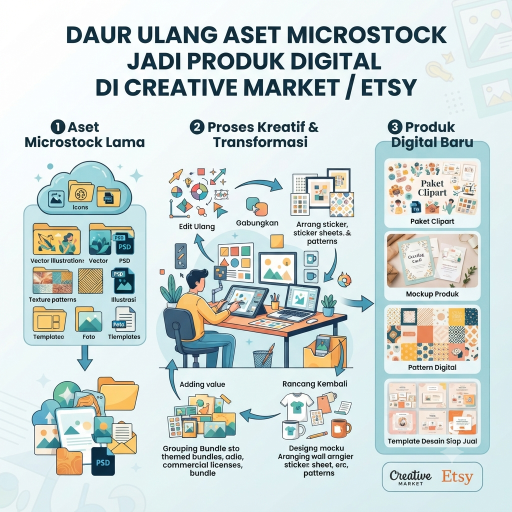 Daur Ulang Aset Microstock Jadi Produk Digital