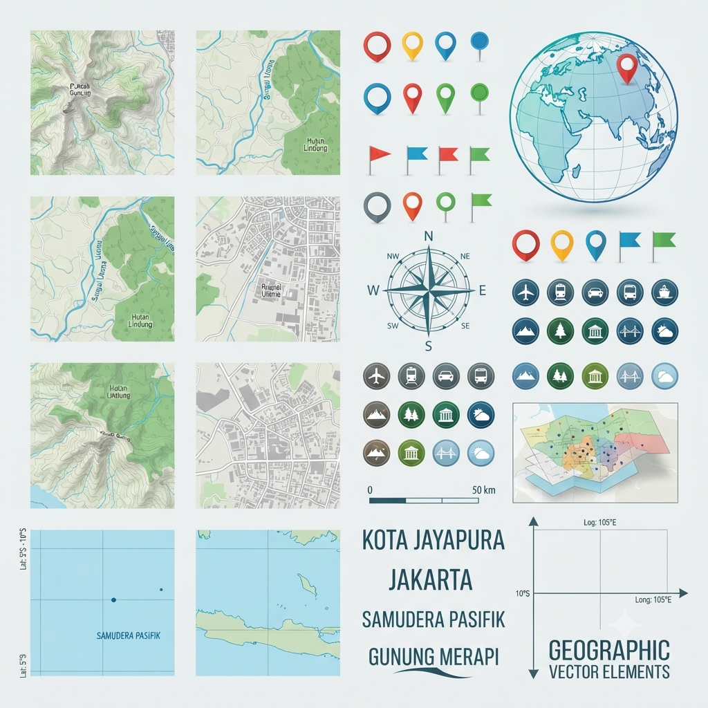 Bikin Aset Vektor Peta & Geographic Element yang Bernilai Tinggi