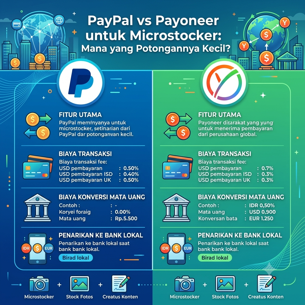 PayPal vs Payoneer untuk Microstocker