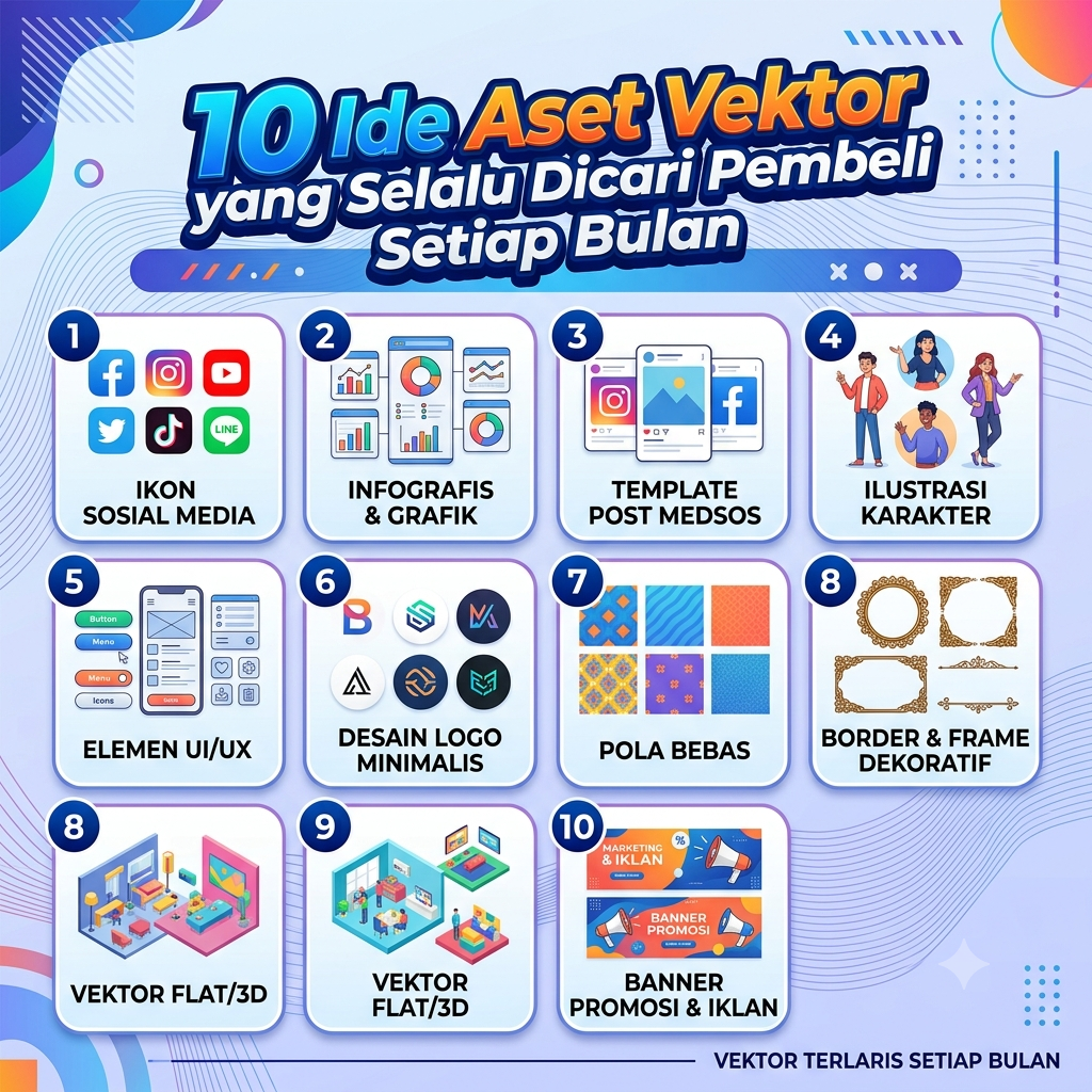 10 Ide Aset Vektor yang Selalu Dicari Pembeli Setiap Bulan