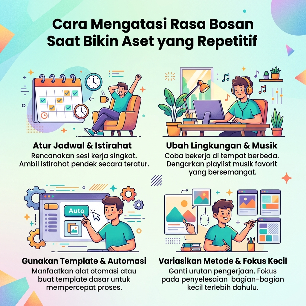 Cara Mengatasi Rasa Bosan Saat Bikin Aset yang Repetitif
