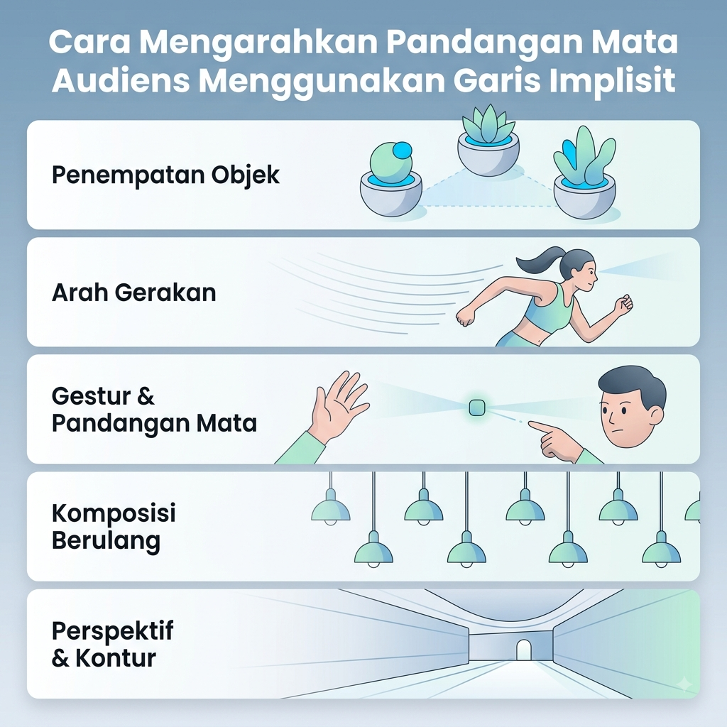 Mengarahkan Pandangan Audiens Menggunakan Garis Implisit