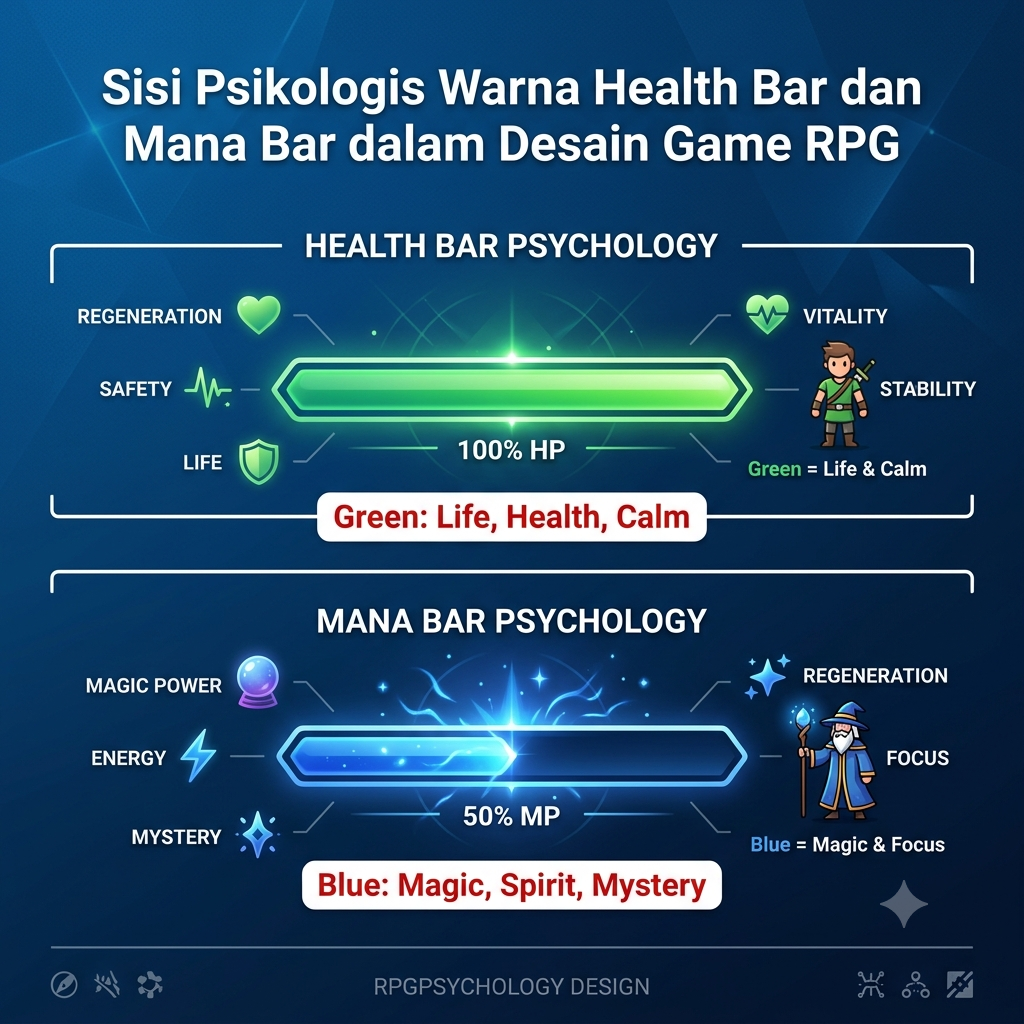 Sisi Psikologis Warna Health Bar dan Mana Bar dalam Desain