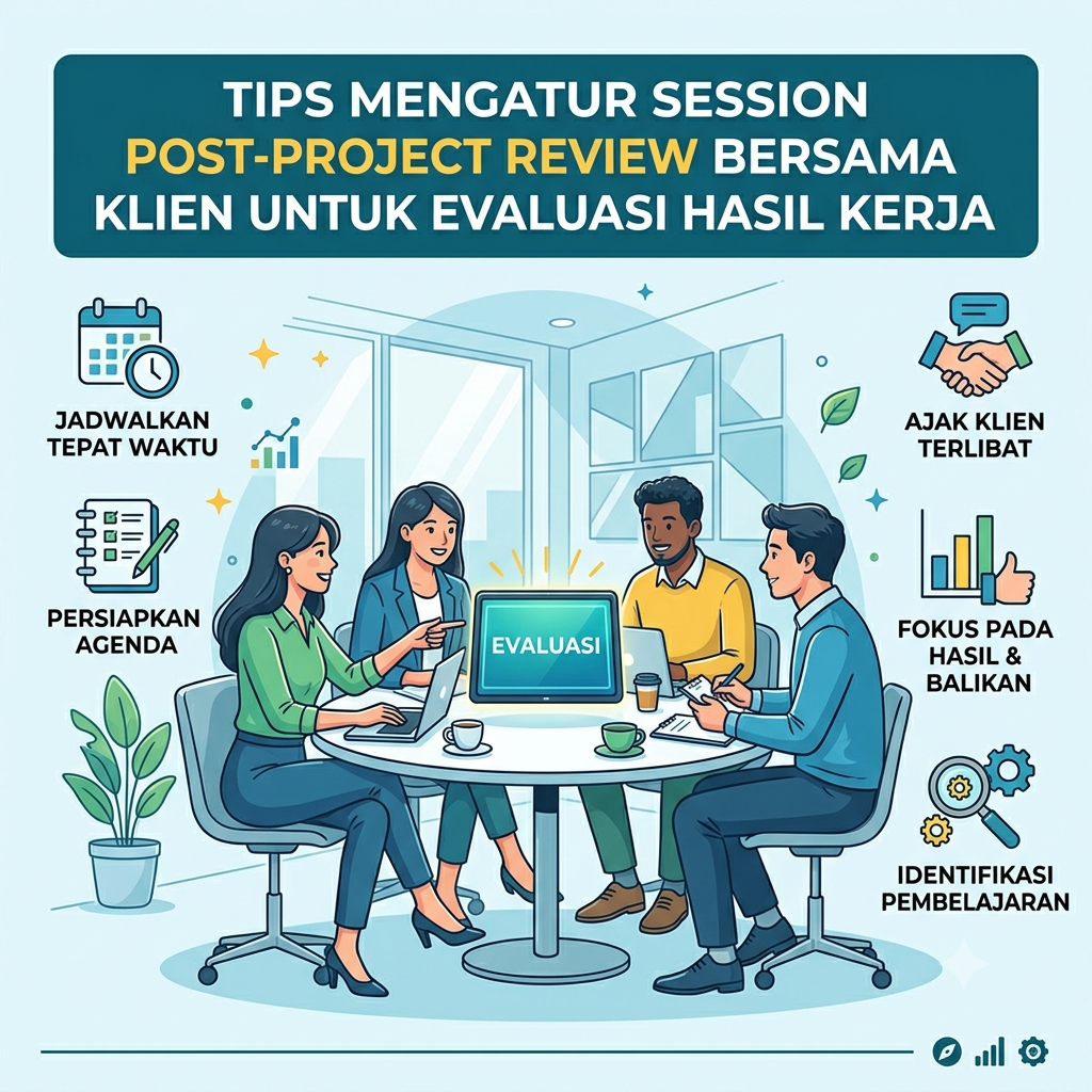 Sesion Post-Project Review Bersama Klien untuk Evaluasi Kerja